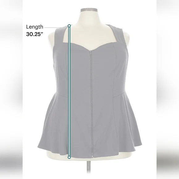 Torrid Charcoal Zip-Front Peplum Blouse - Picture 2 of 5